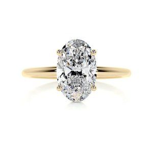 Certified 3ct. t.w. Oval Diamond in 10k Yellow Gold Solitaire Wedding Ring